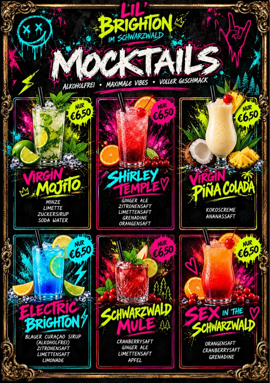 Mocktail menu artwork