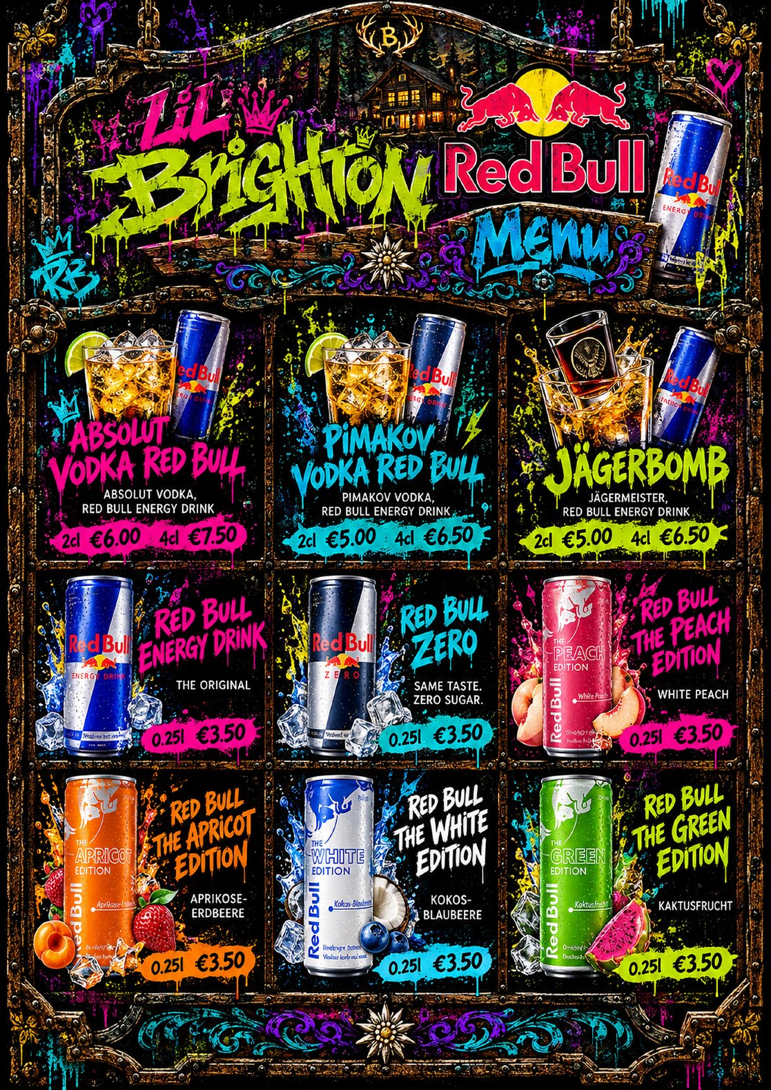 Red Bull menu artwork